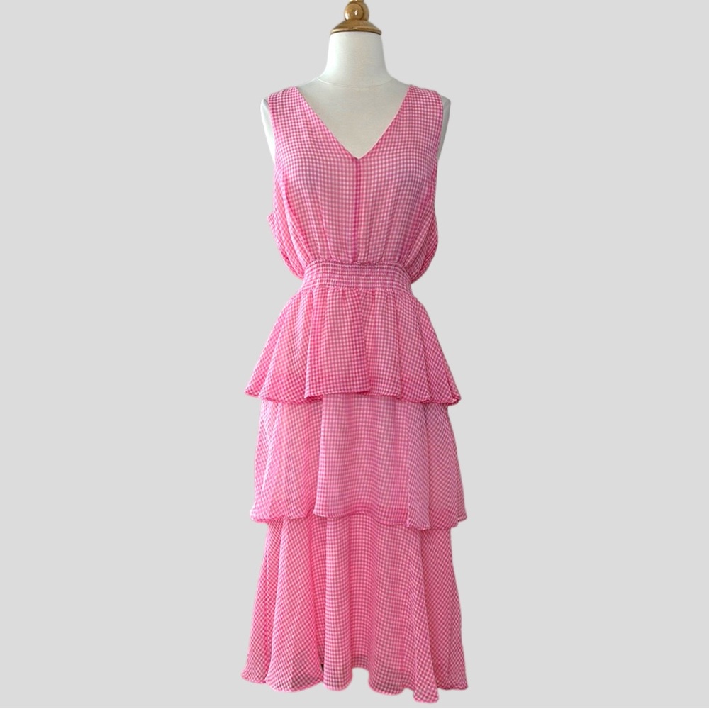 Tommy Hilfiger Pink Tiered Midi Dress